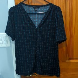 Black and teal geometric Banana Republic blouse